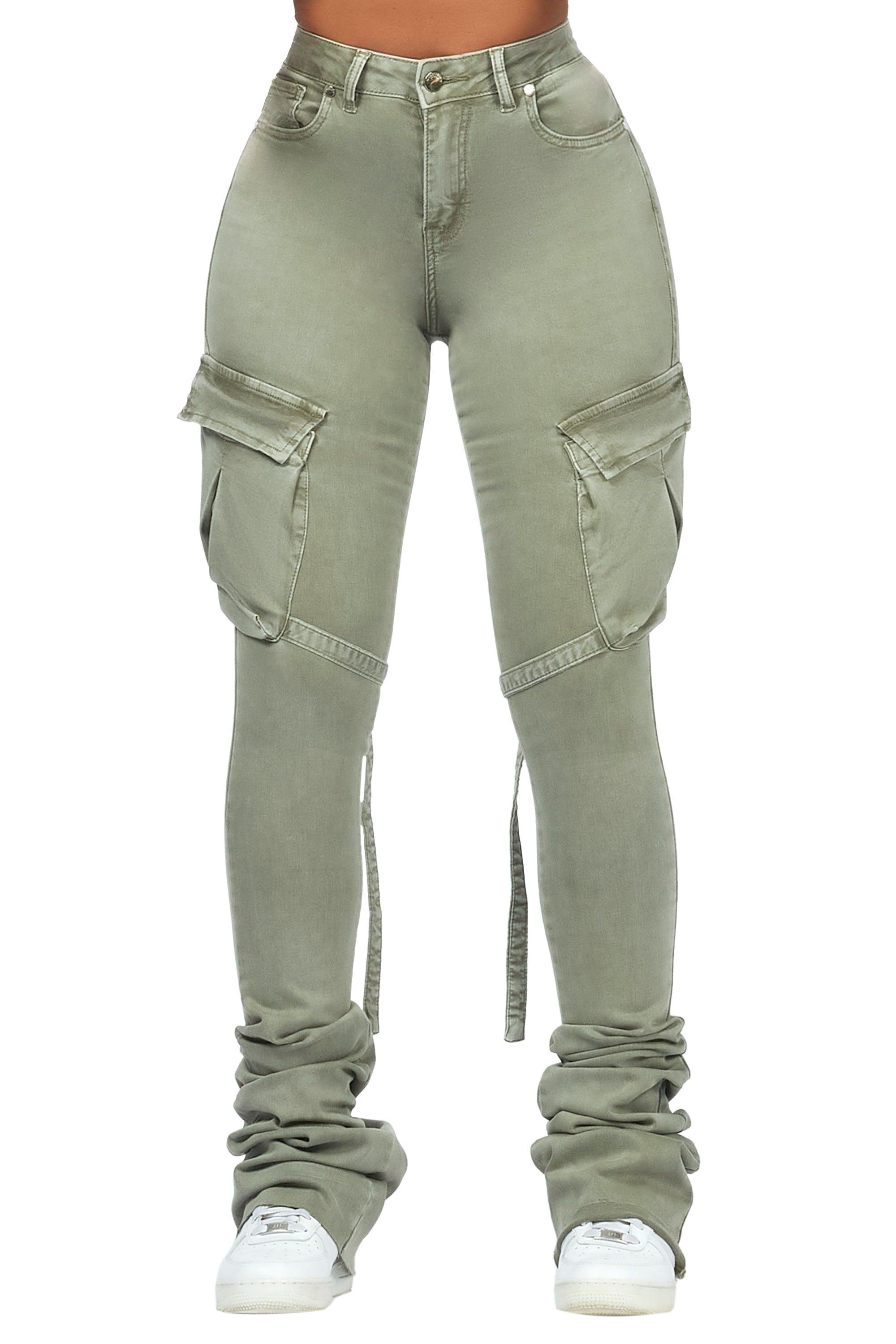 Caitlin Olive Cargo Super Stacked Jean Female Product Image