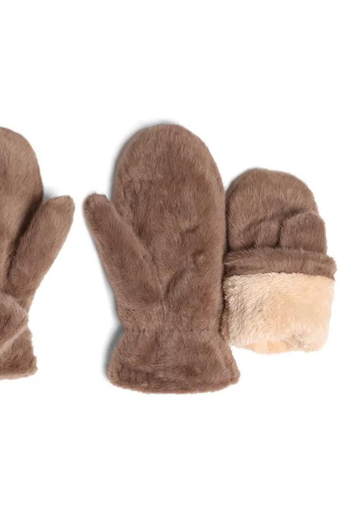 Faux Fur Lining Mitten Gloves Product Image