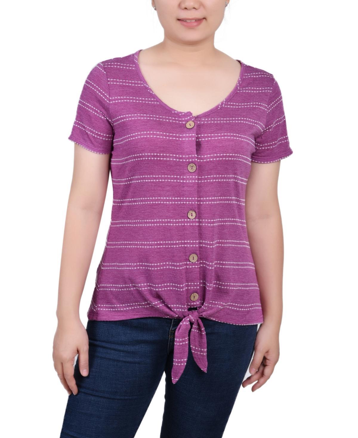 Ny Collection Womens Short Sleeve Tie Front Top Product Image