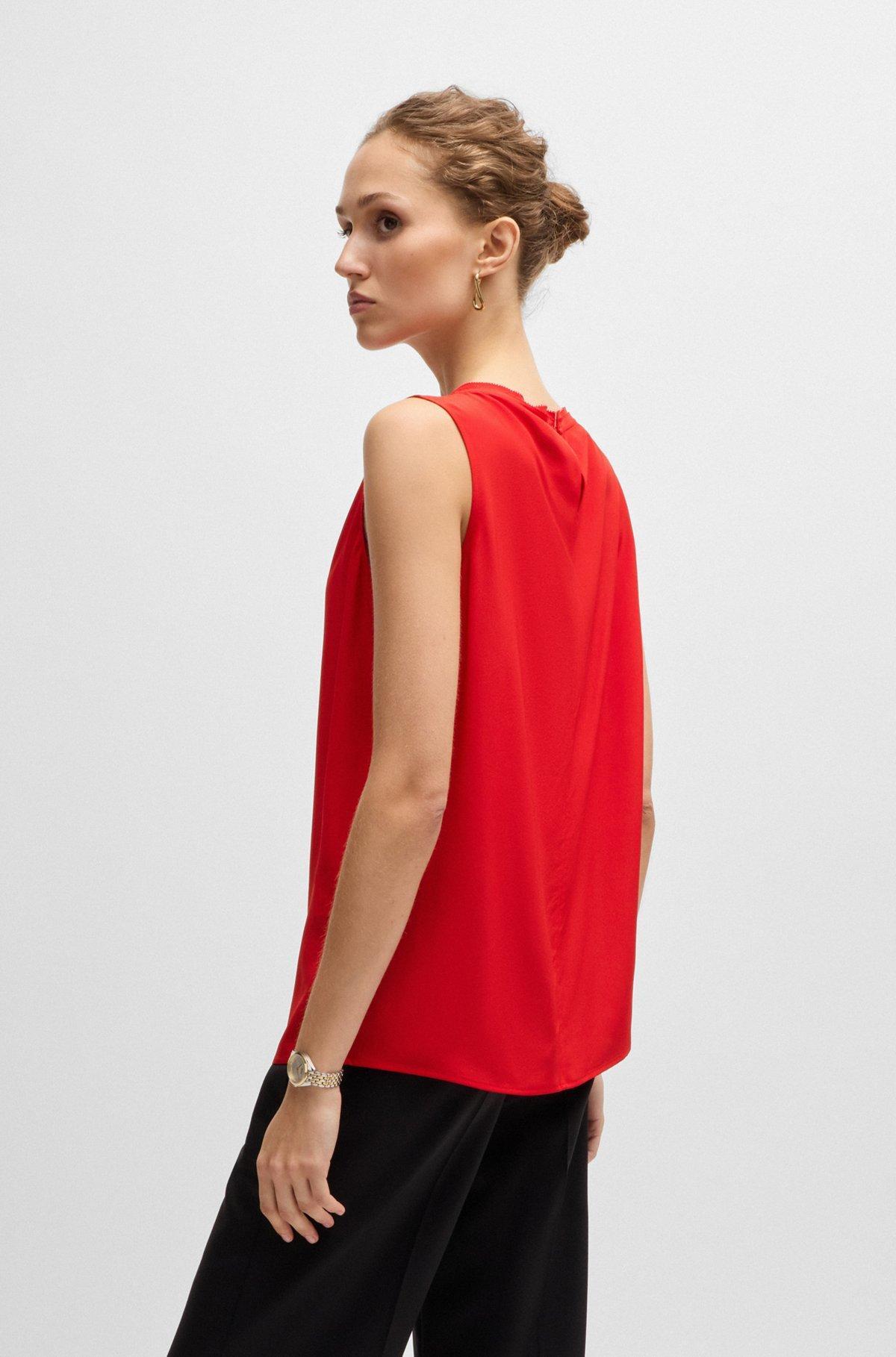 Pleat-front sleeveless blouse in washed silk Product Image