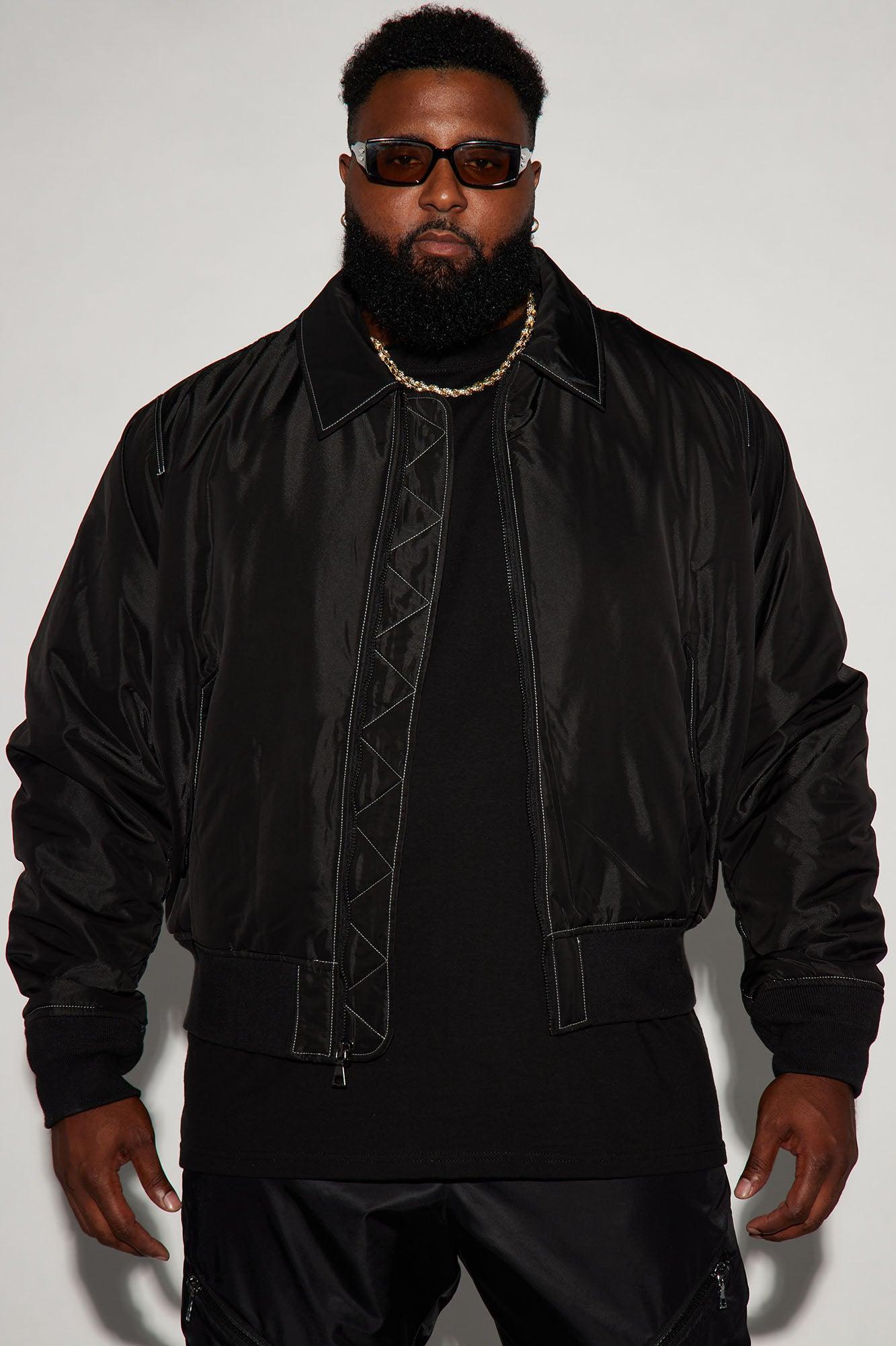 Reminisce The Past Nylon Bomber Jacket - Black Product Image