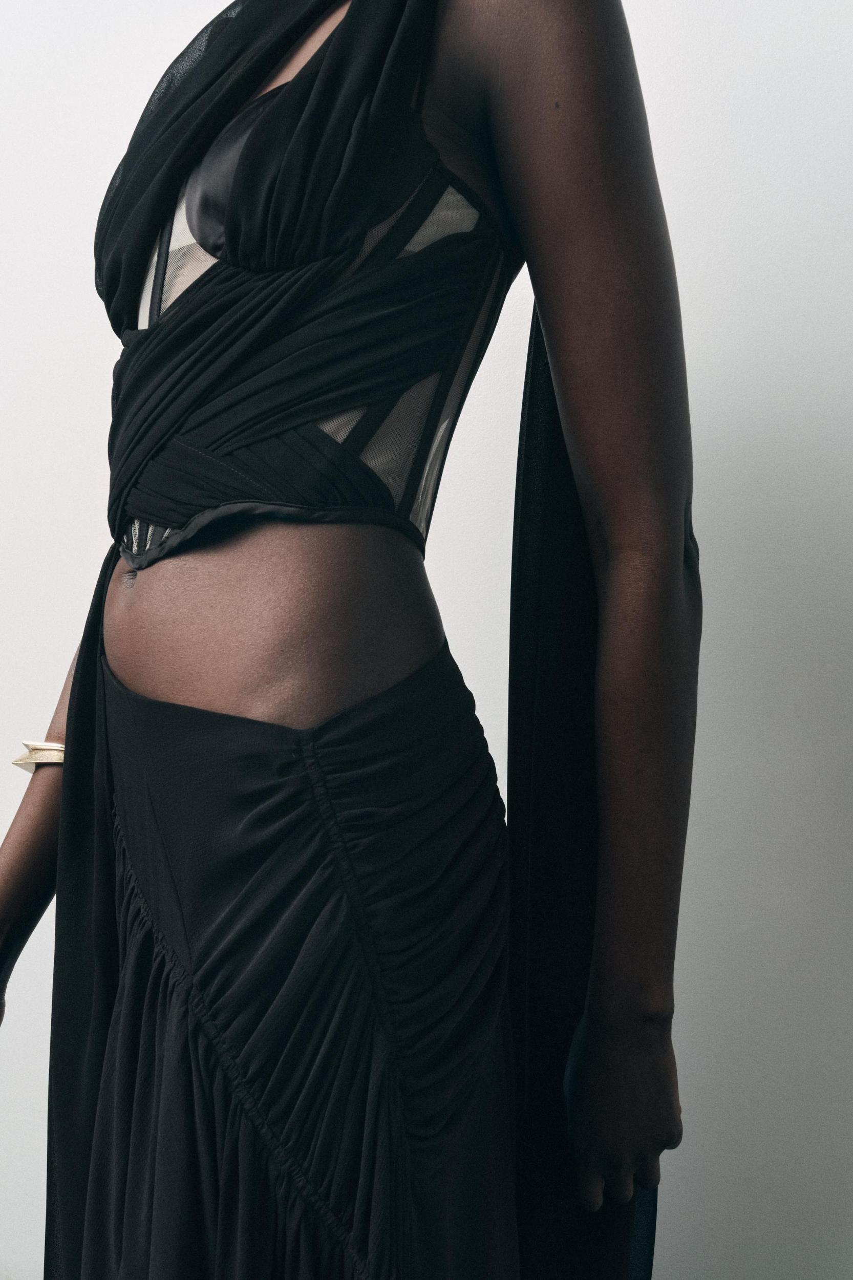 DRAPED GEORGETTE MIDI SKIRT Product Image