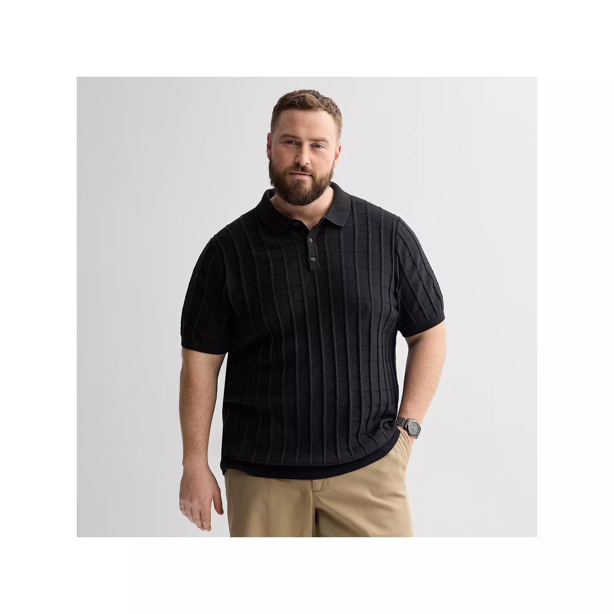 Big & Tall Apt. 9® Short Sleeve Textural Sweater Polo, Men's,  Product Image