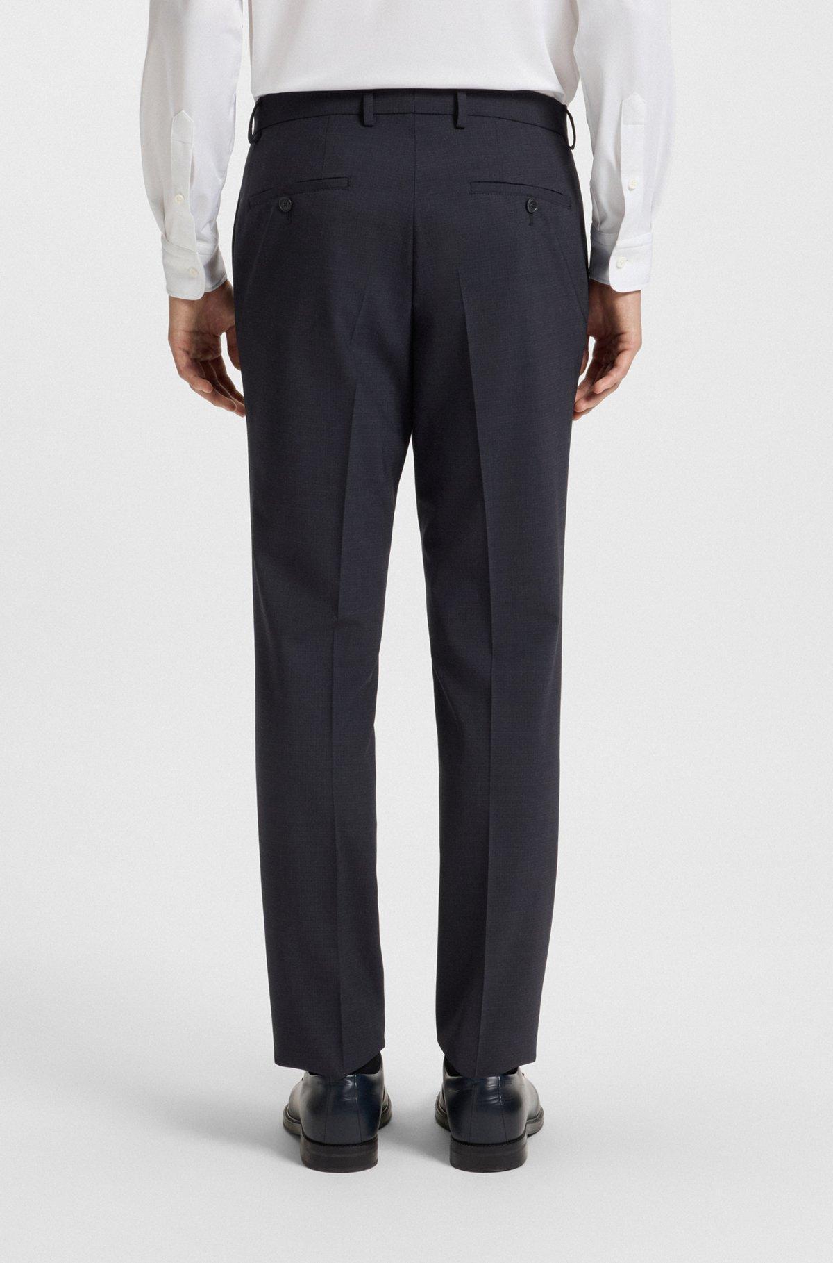 BOSS - Slim-fit suit in micro-patterned stretch fabric - Dark Blue Product Image