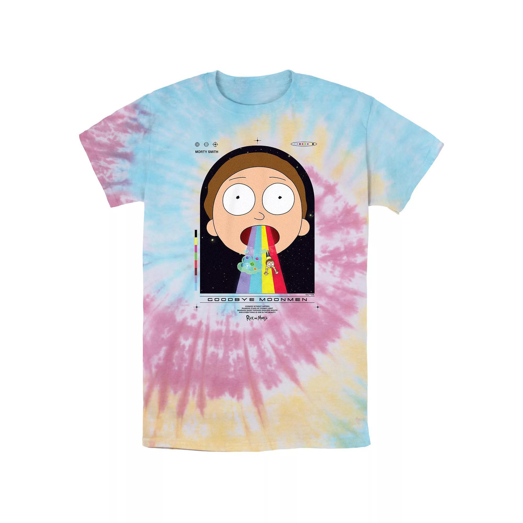Men's Rick And Morty Rainbow Slide Tie Dye Graphic Tee, Size: Small, Blue Pink Light Yellow Product Image