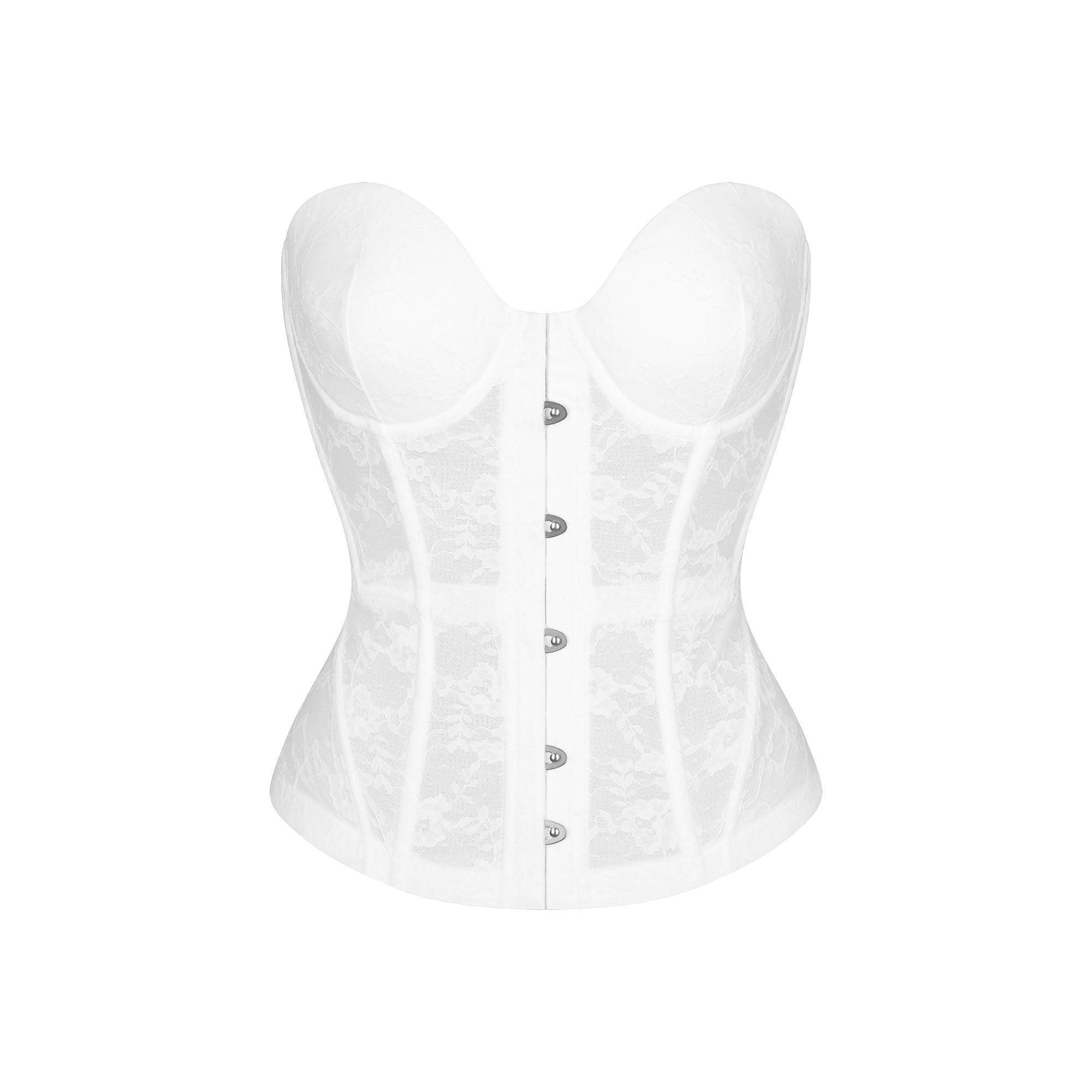 SKIMS ROMANCE LACE CORSET | SNOW Product Image