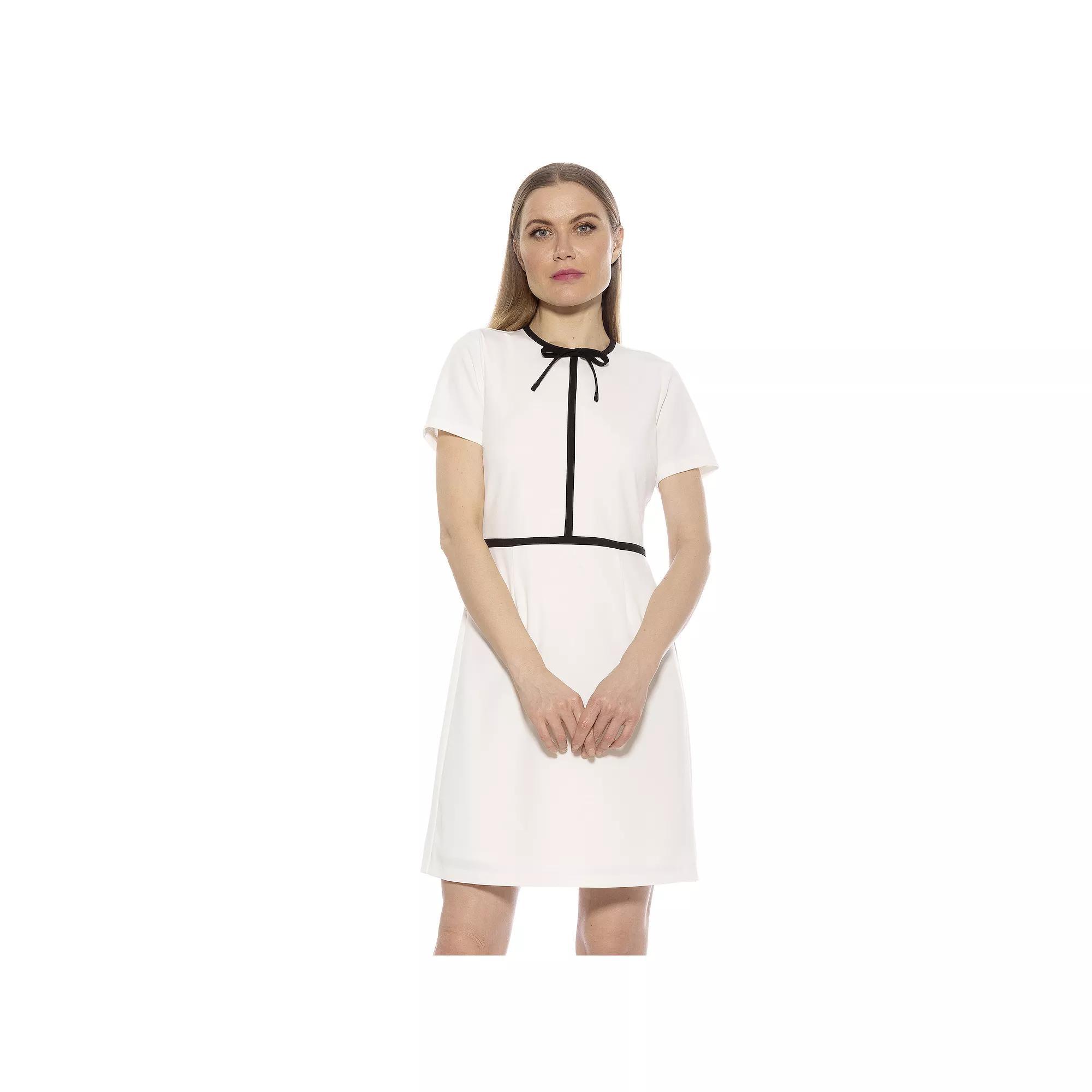 Women's ALEXIA ADMOR Eira Short Sleeve Fit and Flare Dress, Size: XL, Ivory Product Image