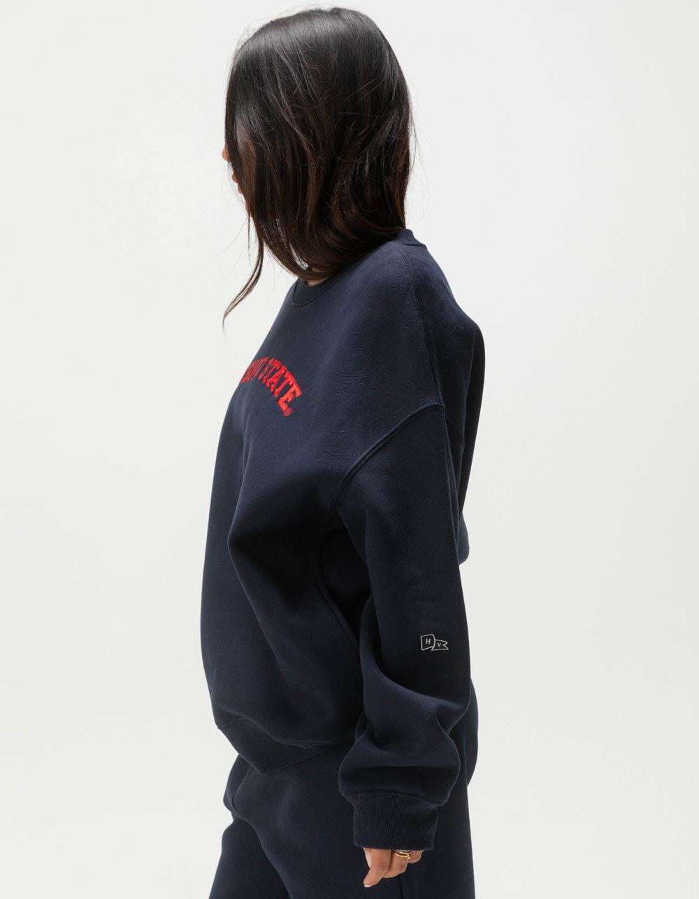 HYPE AND VICE Fresno State University Womens Crewneck Sweatshirt - NAVY Product Image