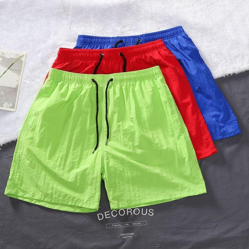 Drawstring Waist Plain Shorts Product Image