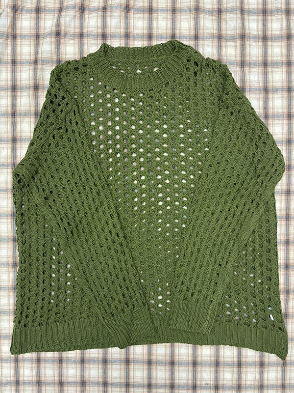 Oversized Crochet Open Knit Top Product Image