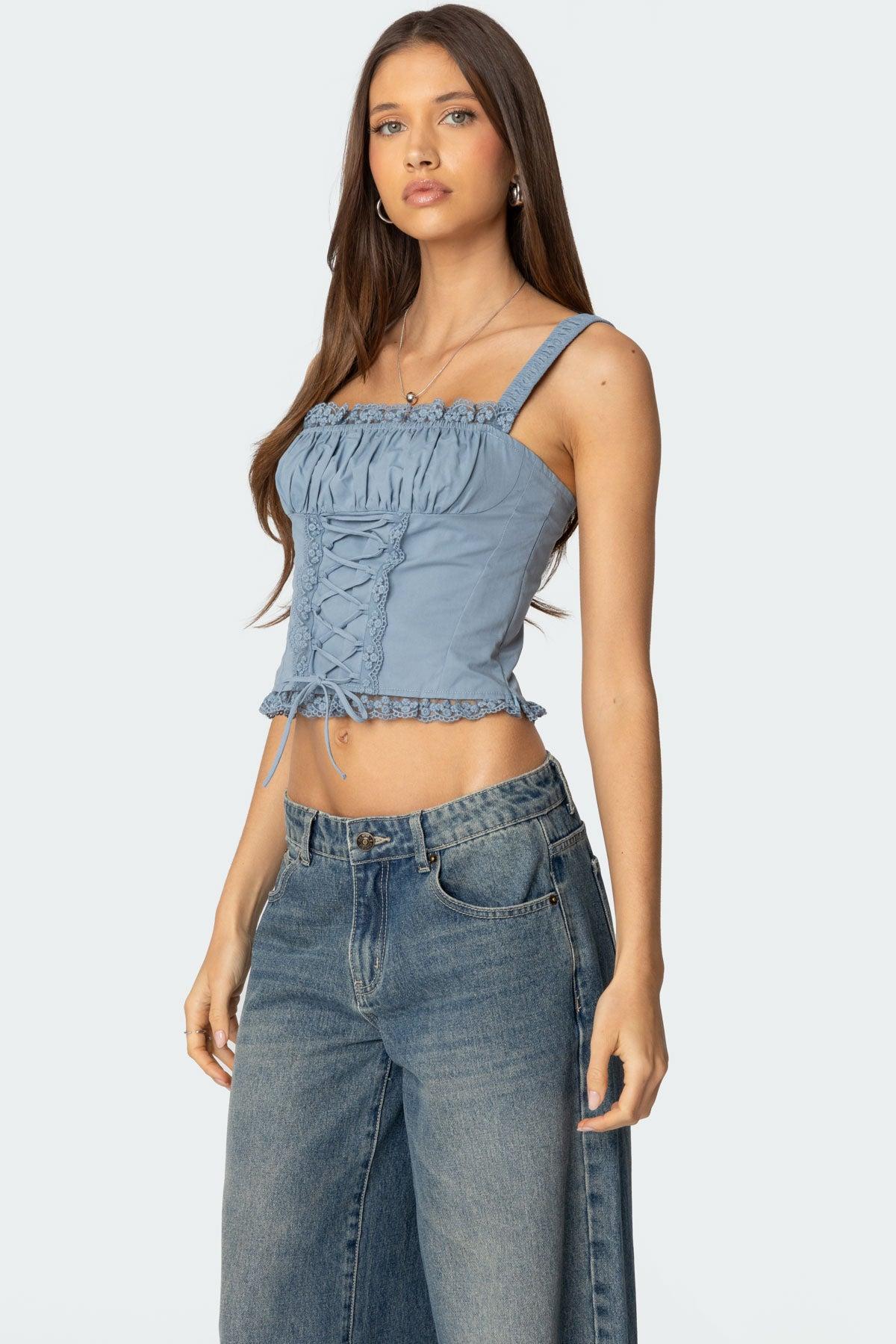 Juliet Ruched Lace Up Corset Product Image