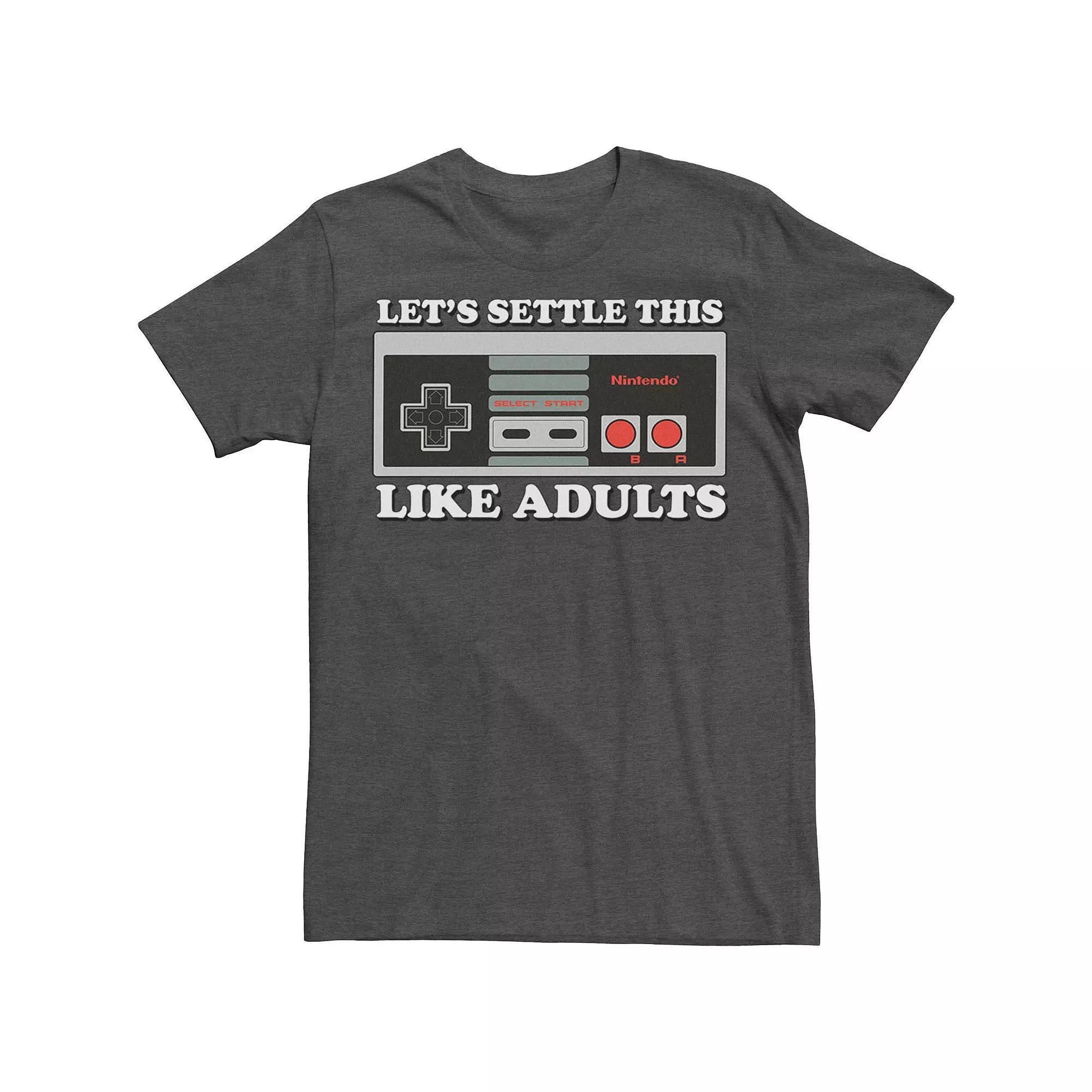 Big & Tall Nintendo NES Controller Let's Settle This Tee, Men's,  Product Image