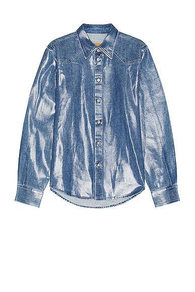 MM6 Maison Margiela Denim Button Down Shirt in Blue Product Image