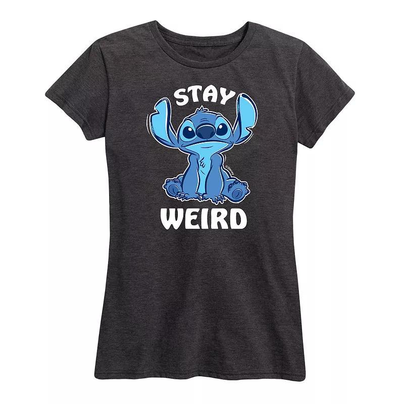 Disney's Lilo & Stitch Women's Stay Weird Graphic Tee, Size: Large, Heather Grey Product Image