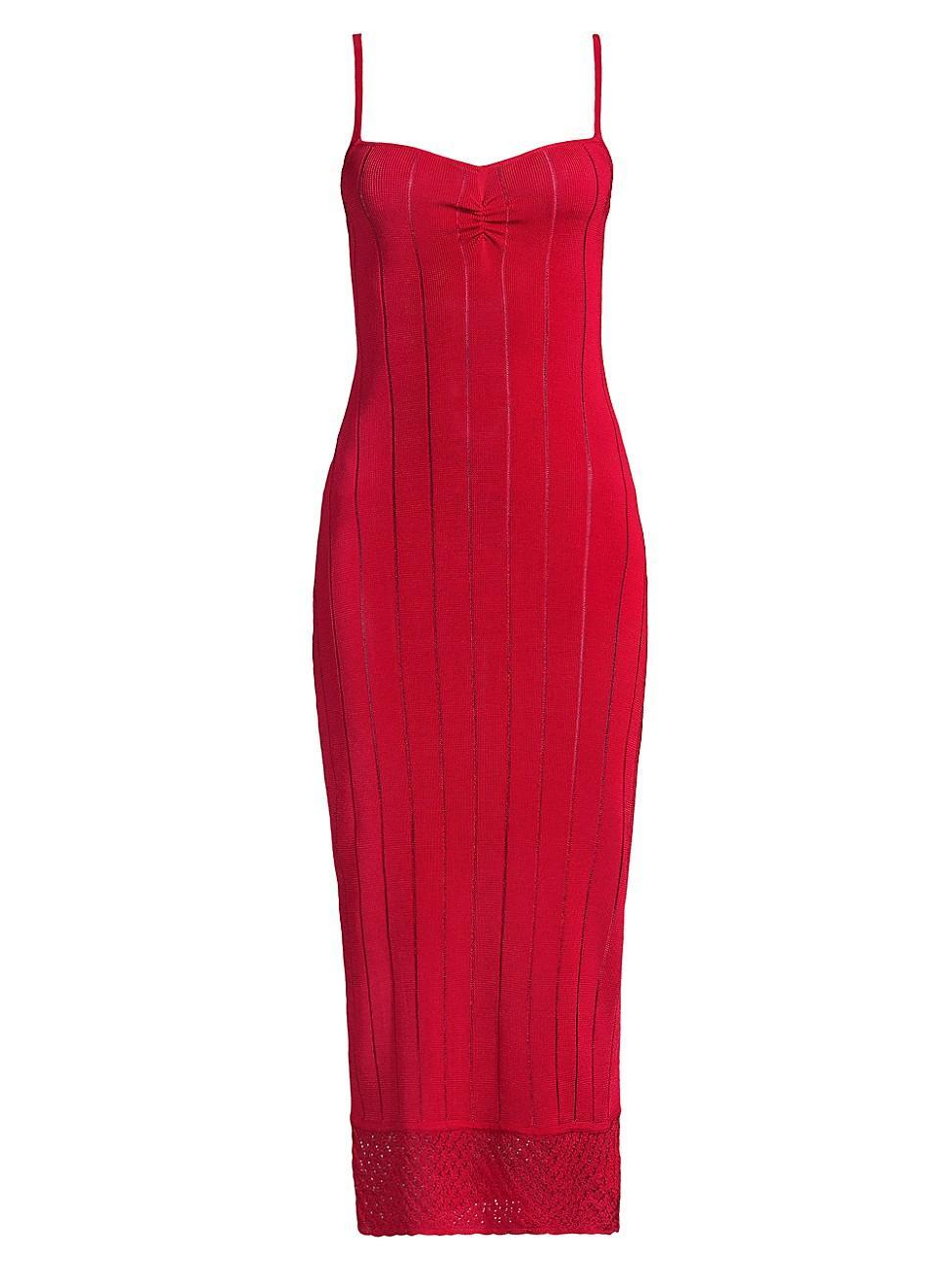 Womens Rib-Knit Slip Midi-Dress Product Image