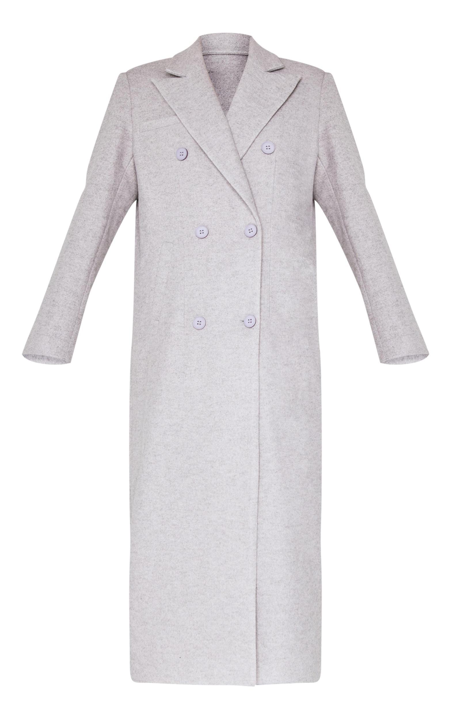 Light Grey Wool Look Oversized Drop Shoulder Maxi Coat Product Image