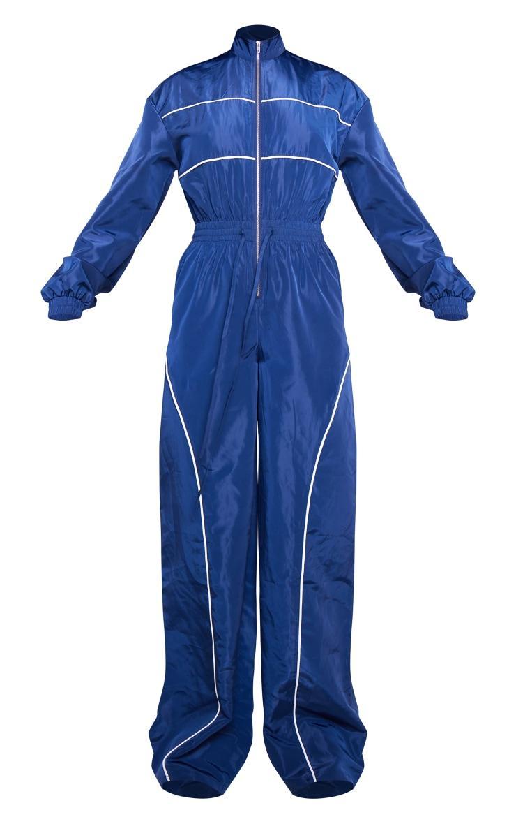 Navy Shell Panelling Zip Detail Jumpsuit Product Image