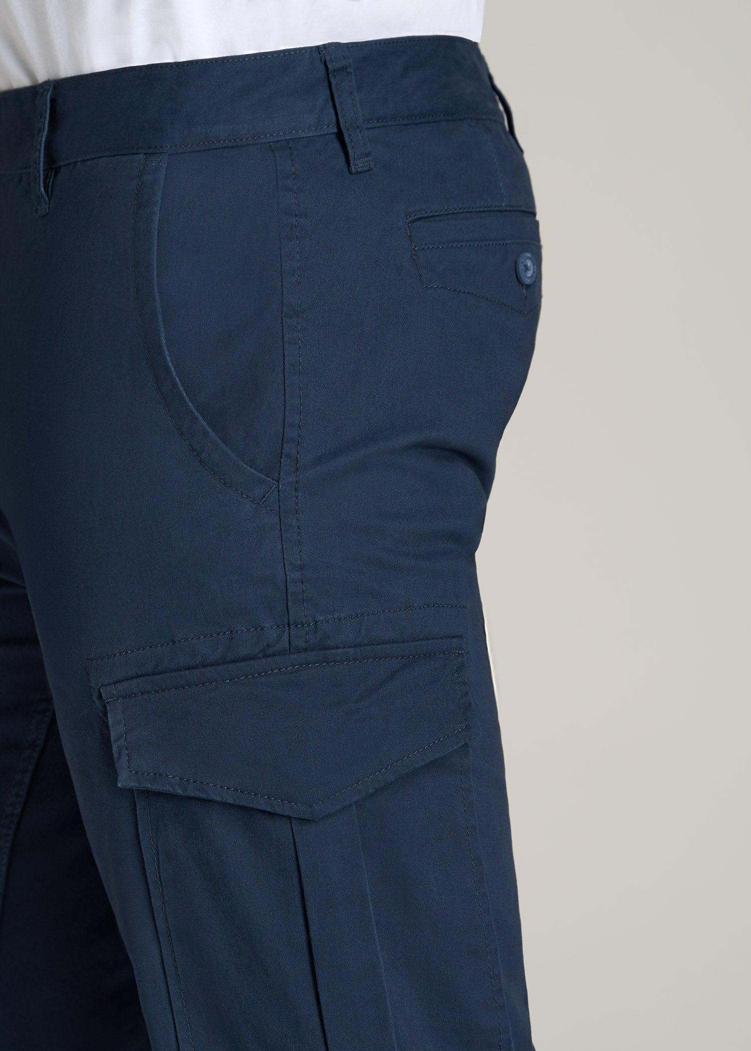 Stretch Twill SLIM-FIT Cargo Pants for Tall Men in Marine Navy Product Image