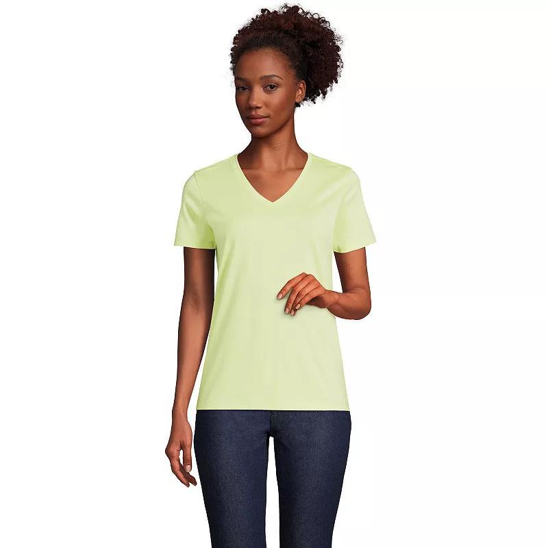 Petite Lands End Relaxed-Fit Supima Cotton V-Neck Tee, Womens Grey Heather Product Image