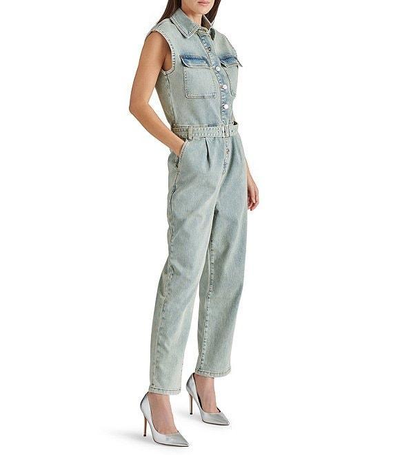 Steve Madden Olynne Point Collar Cap Sleeve Utility Jumpsuit Product Image
