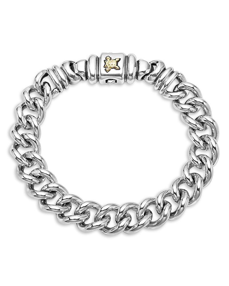 Lagos Mens 18K Yellow Gold & Sterling Silver Anthem Krunch Crest Curb Link Bracelet - Exclusive Product Image