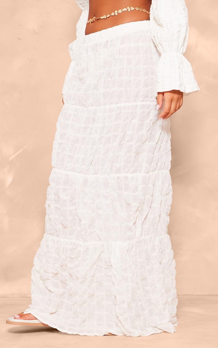 Cream Bubble Textured Maxi Skirt Product Image