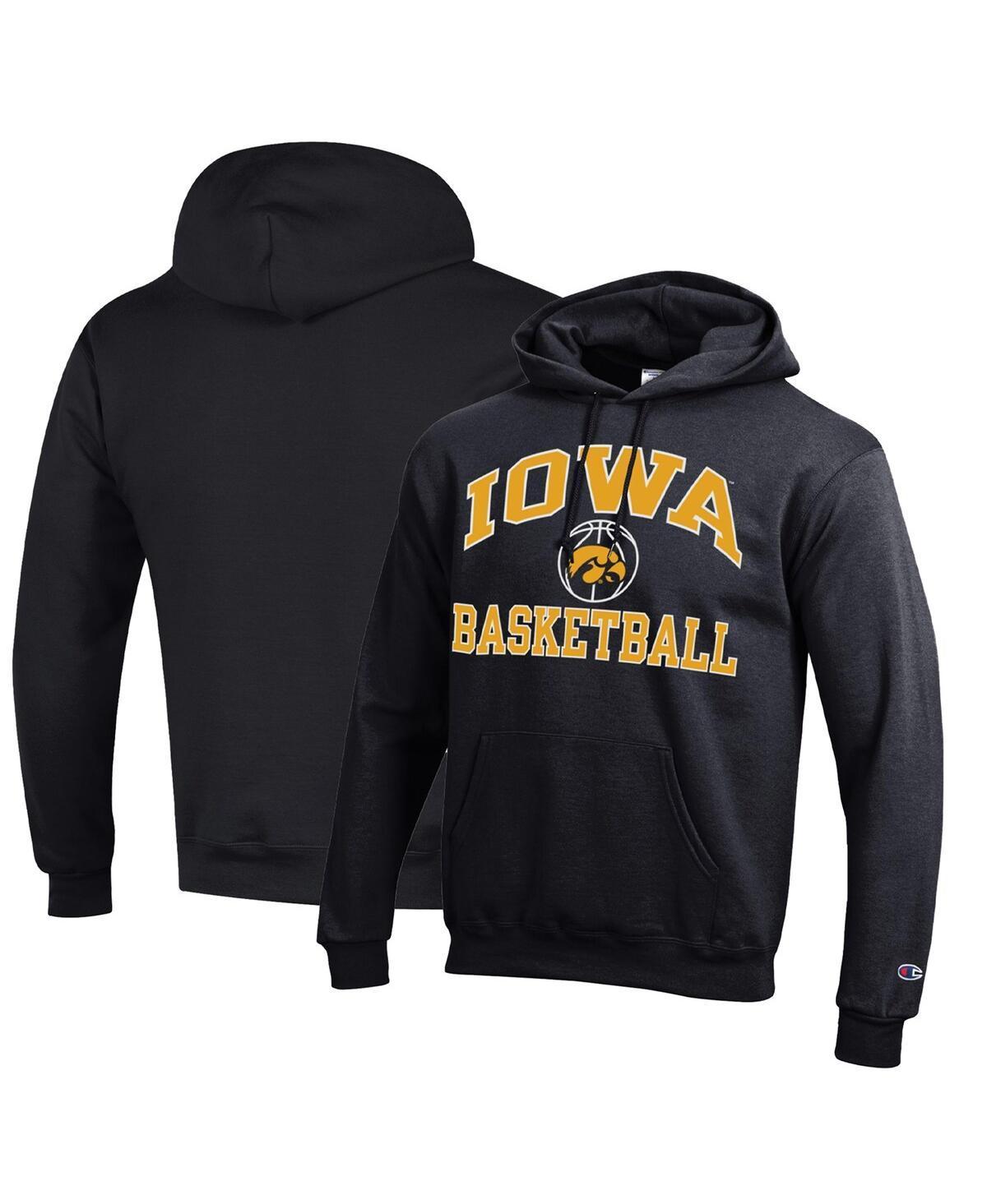 Men's Champion Black Iowa Hawkeyes Basketball Icon Powerblend Pullover Hoodie, Size: Medium Product Image