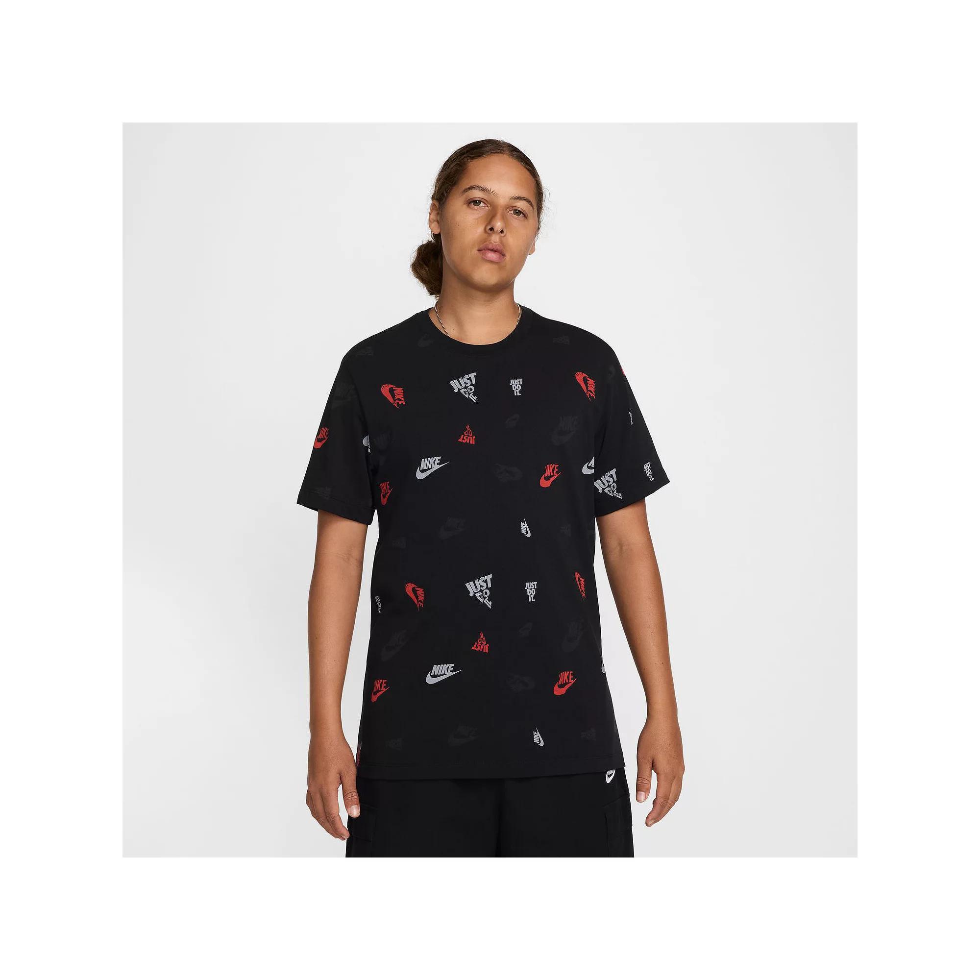 Men's Nike Just Do It Swooshes Pattern Sportswear T-Shirt, Size: Medium, Black Product Image