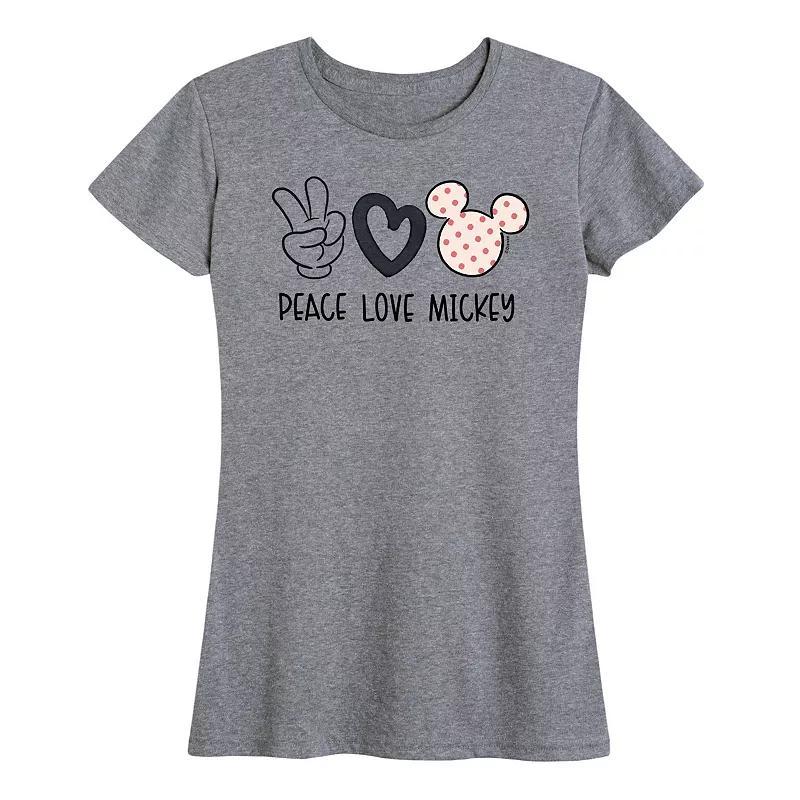 Disney's Mickey Mouse Women's Peace Love Graphic Tee, Size: Medium, Grey Gray Product Image