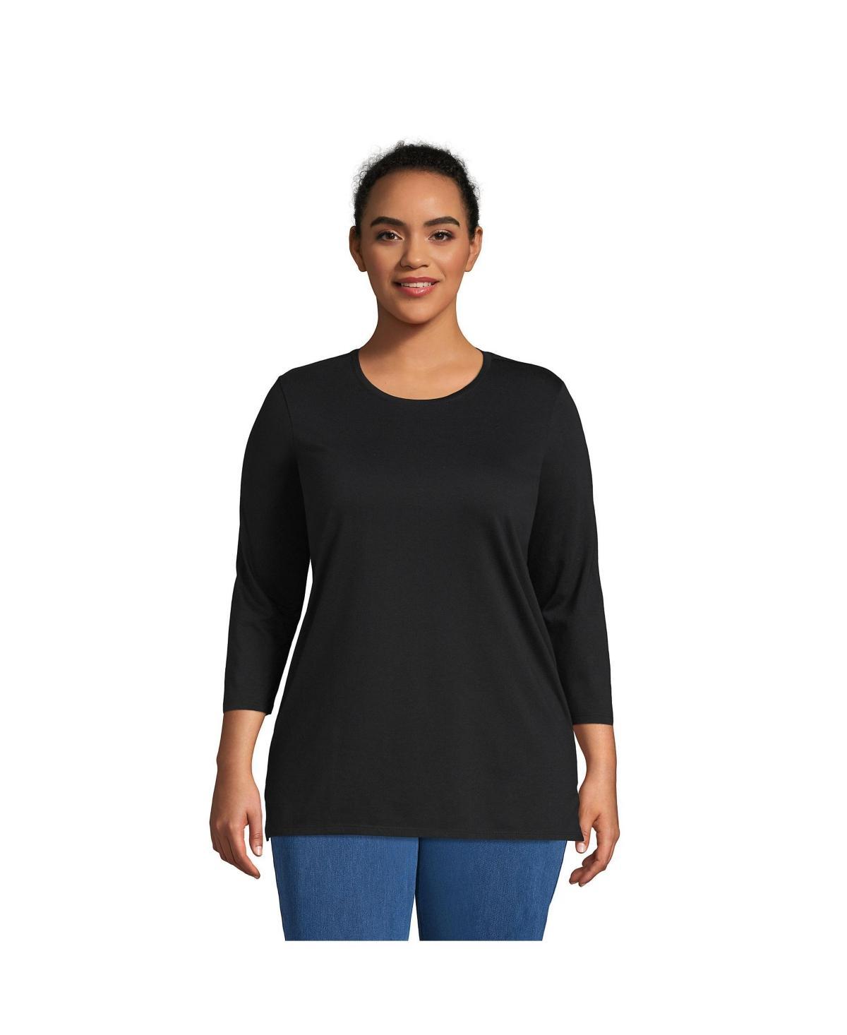 Plus Size Lands End Supima Cotton Relaxed Fit Crewneck Tunic, Womens Product Image