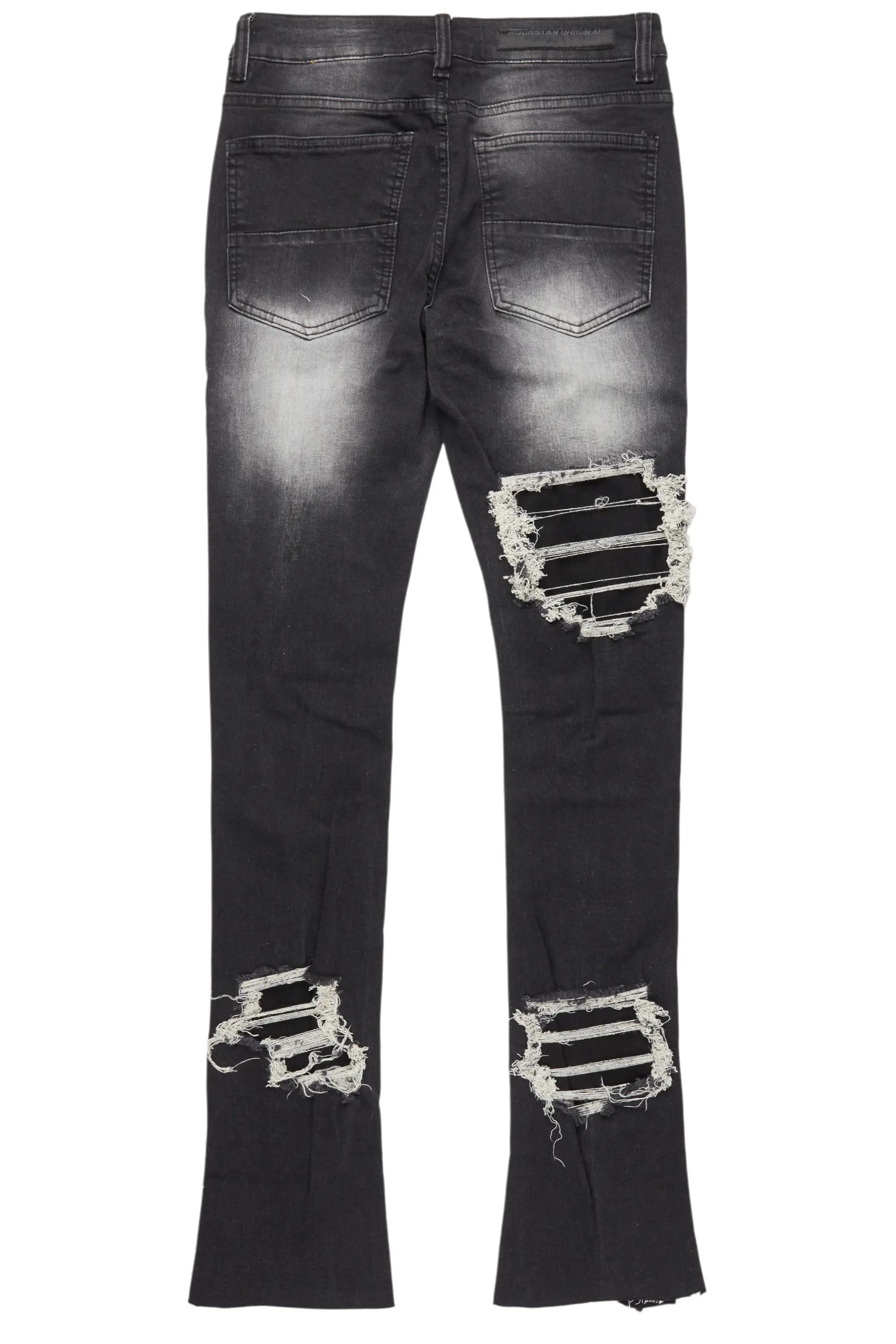 Fateh Dark Grey  Stacked Flare Jean Male Product Image