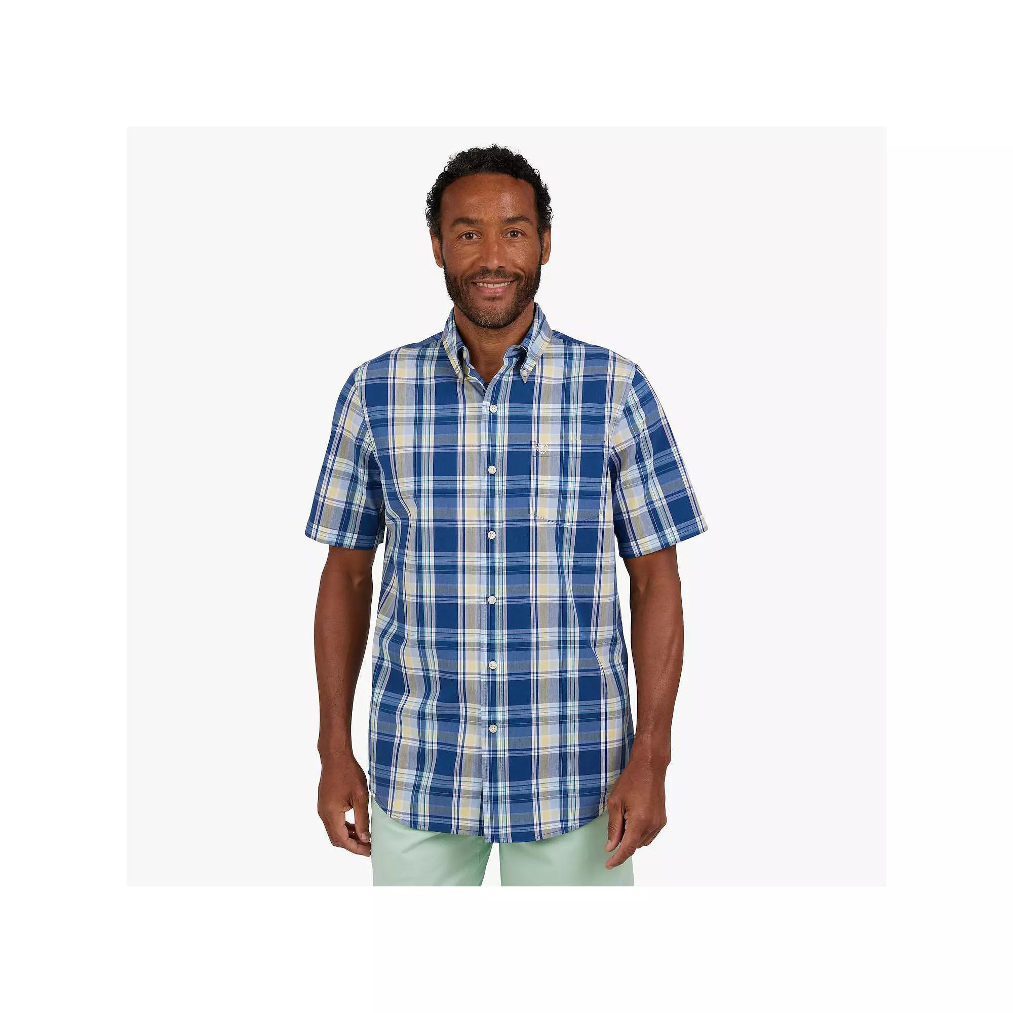 Men's Chaps Short Sleeve Button-Down Shirt, Size: Medium, Blue Peony Product Image