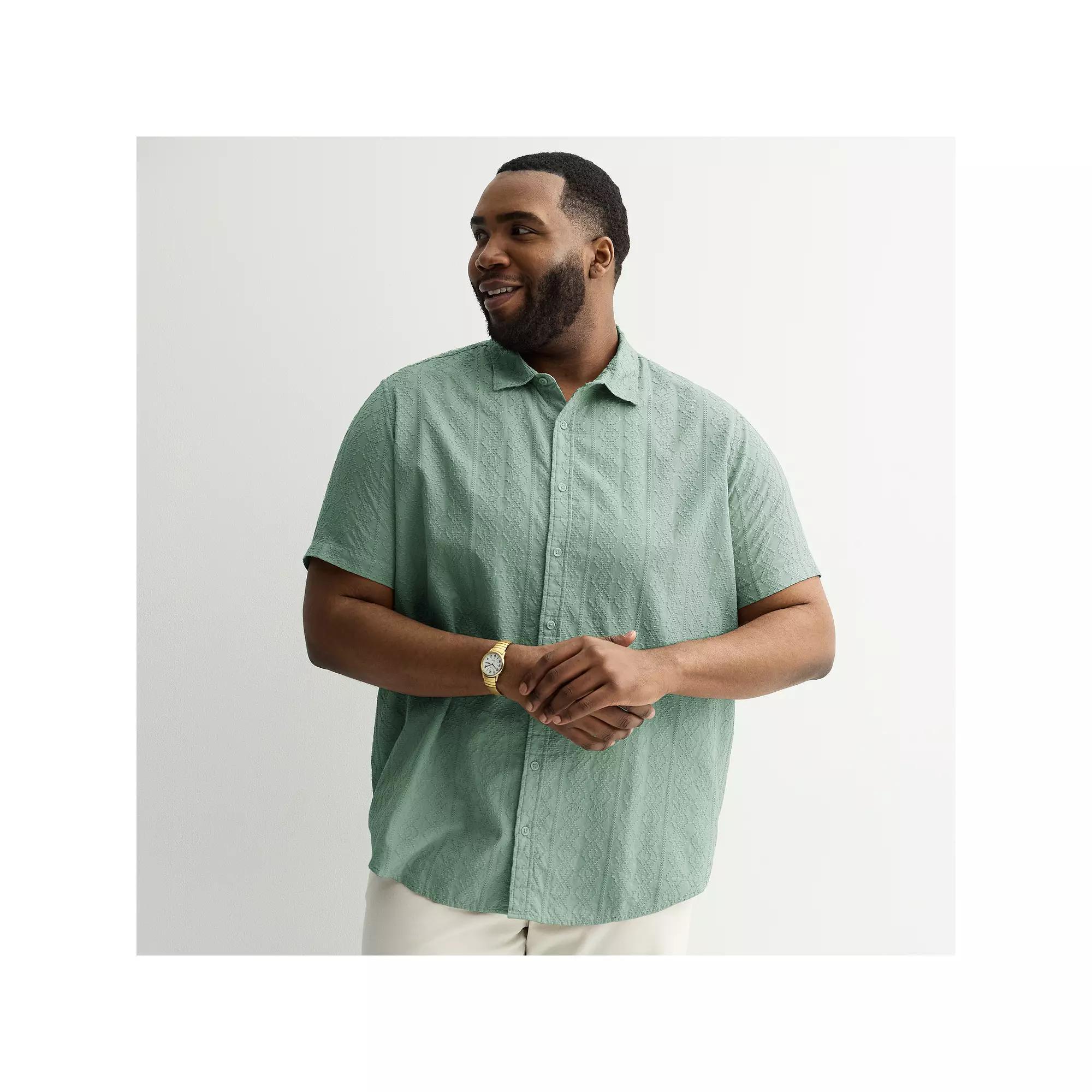 Big & Tall Apt. 9® Short Sleeve Embroidered Regular Collar Shirt, Men's,  Product Image