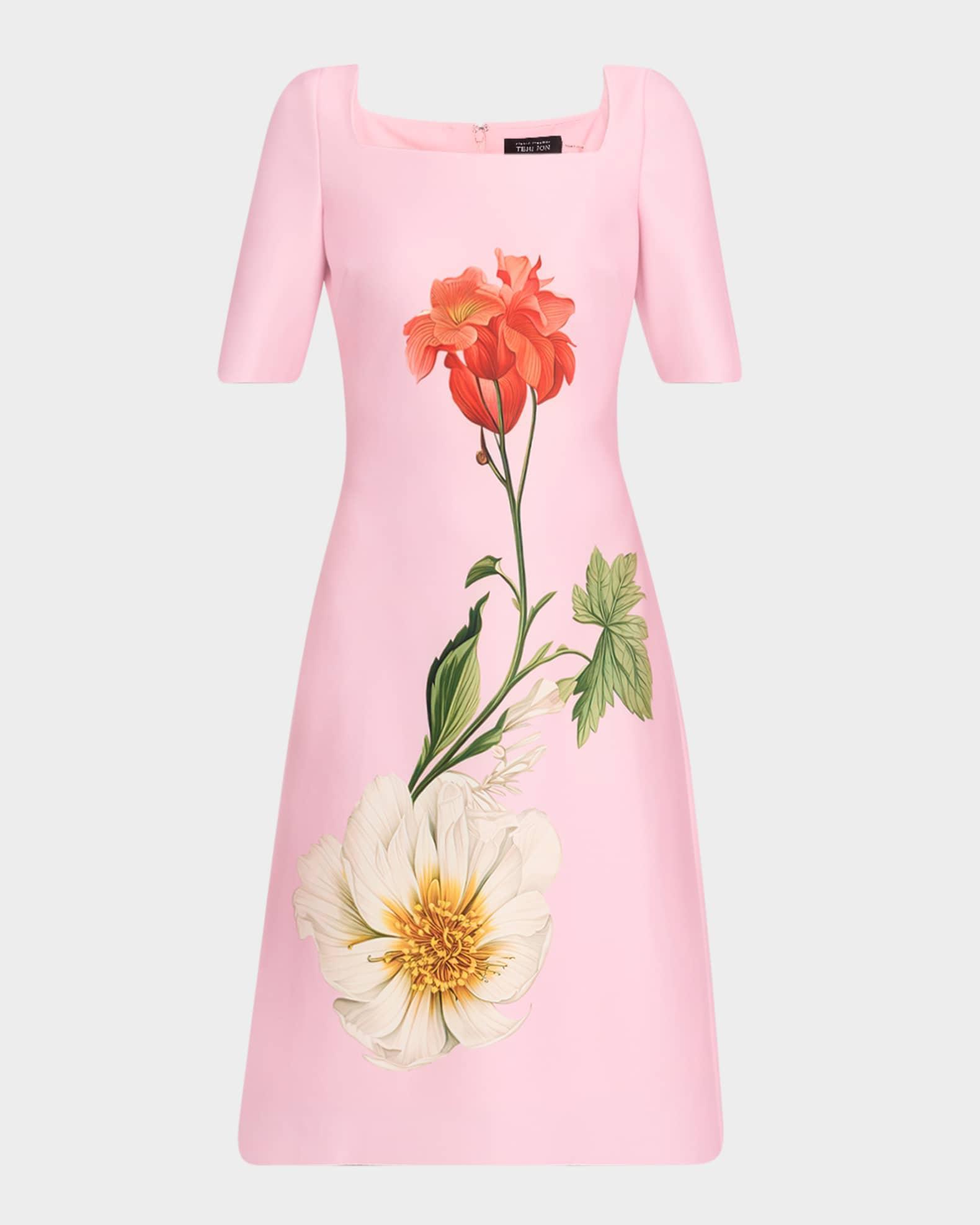 Floral-Print Scuba Midi Dress Product Image