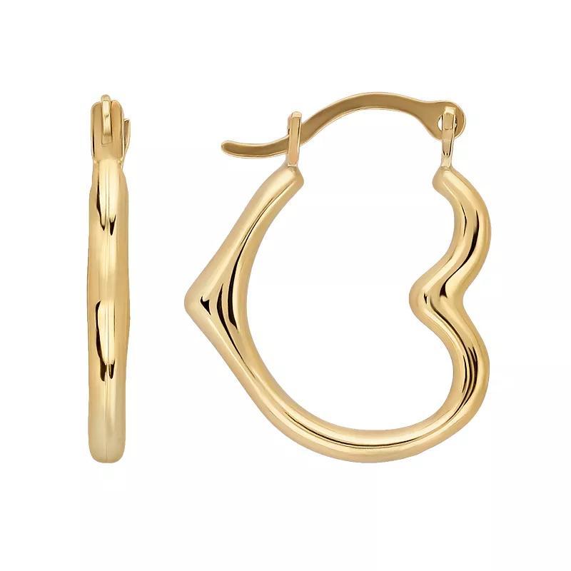 Everlasting Gold 10k Gold Heart Hoop Earrings, Womens, Yellow Product Image