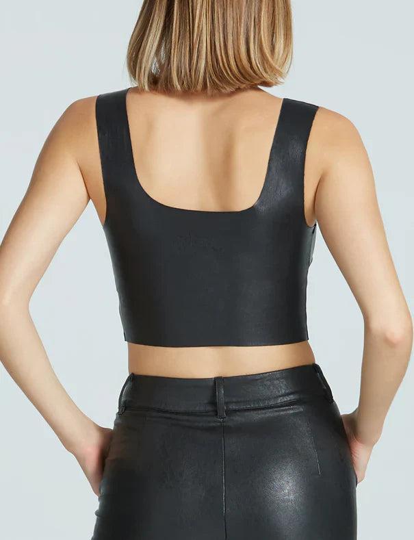 Faux Leather Squareneck Crop Product Image