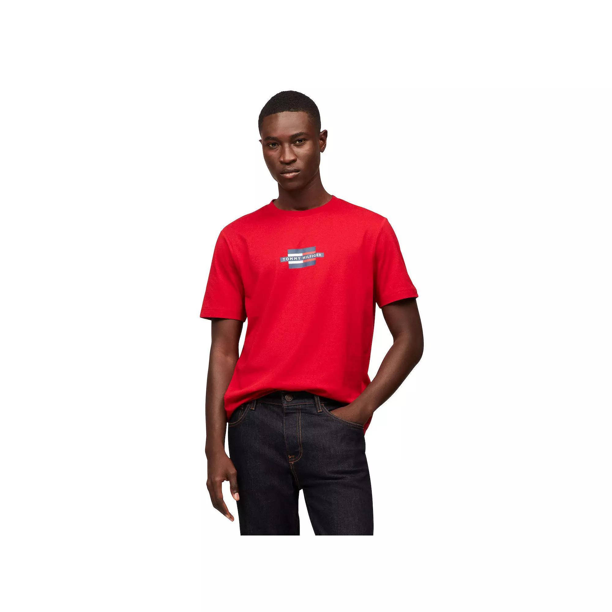 Men's Tommy Hilfiger Flag Box Graphic Tee, Size: Medium, Red Product Image