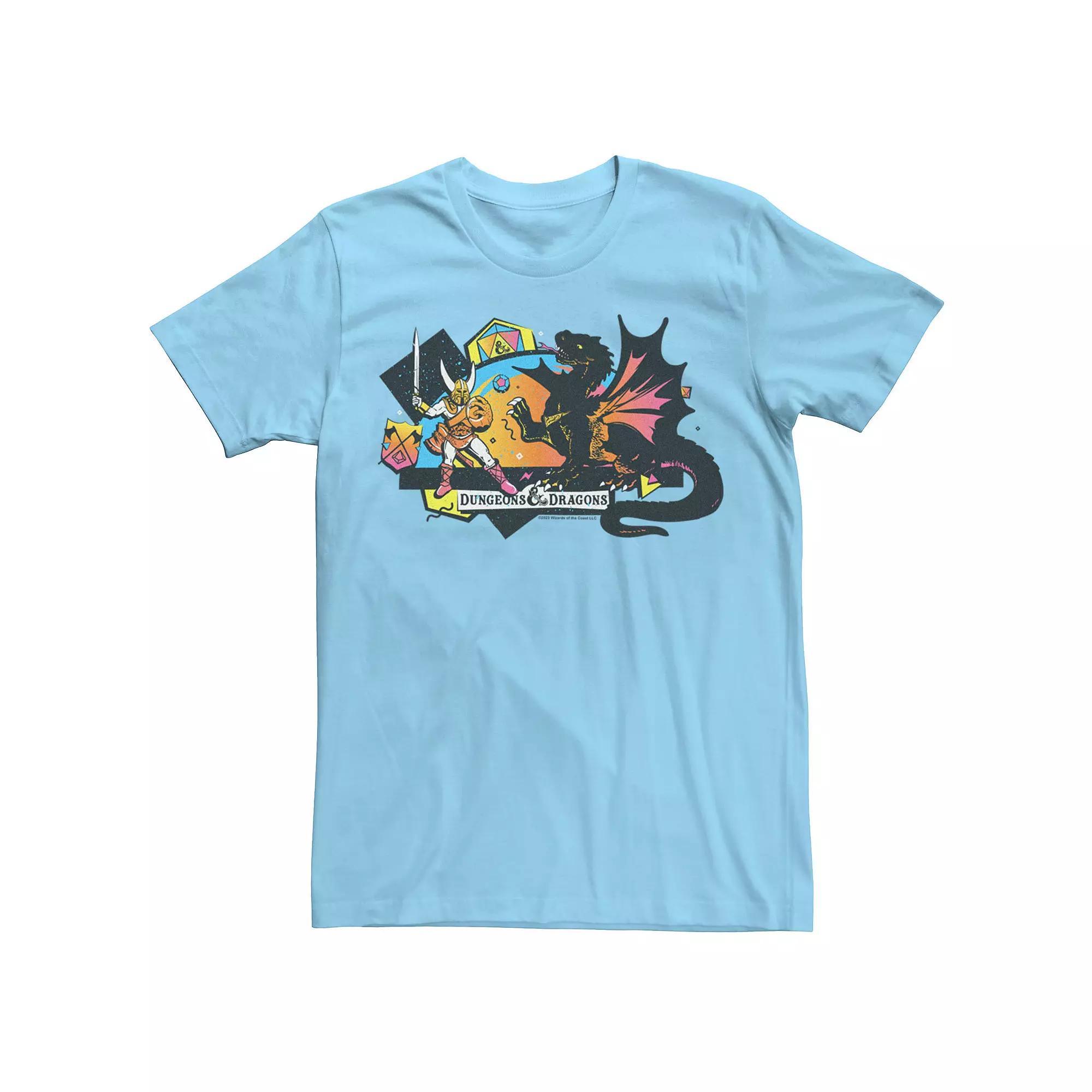 Men's Dungeons & Dragons 80s Battle Graphic Tee, Size: Medium, Light Blue Product Image