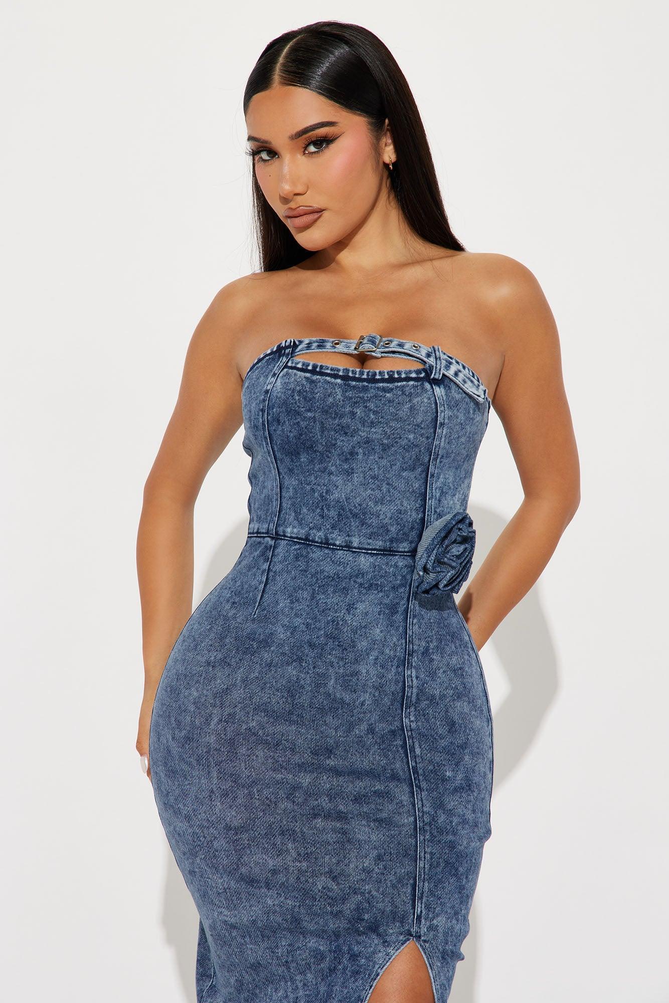 Atlanta Denim Maxi Dress - Blue Product Image