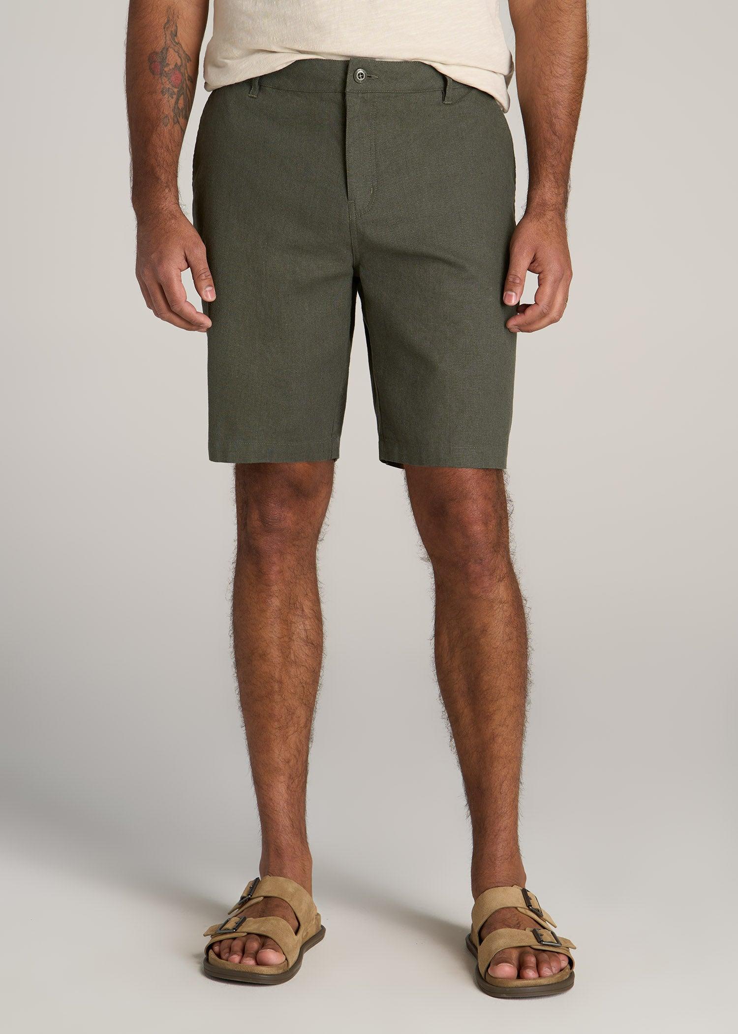 Linen Shorts For Tall Men in Burnt Orange Product Image