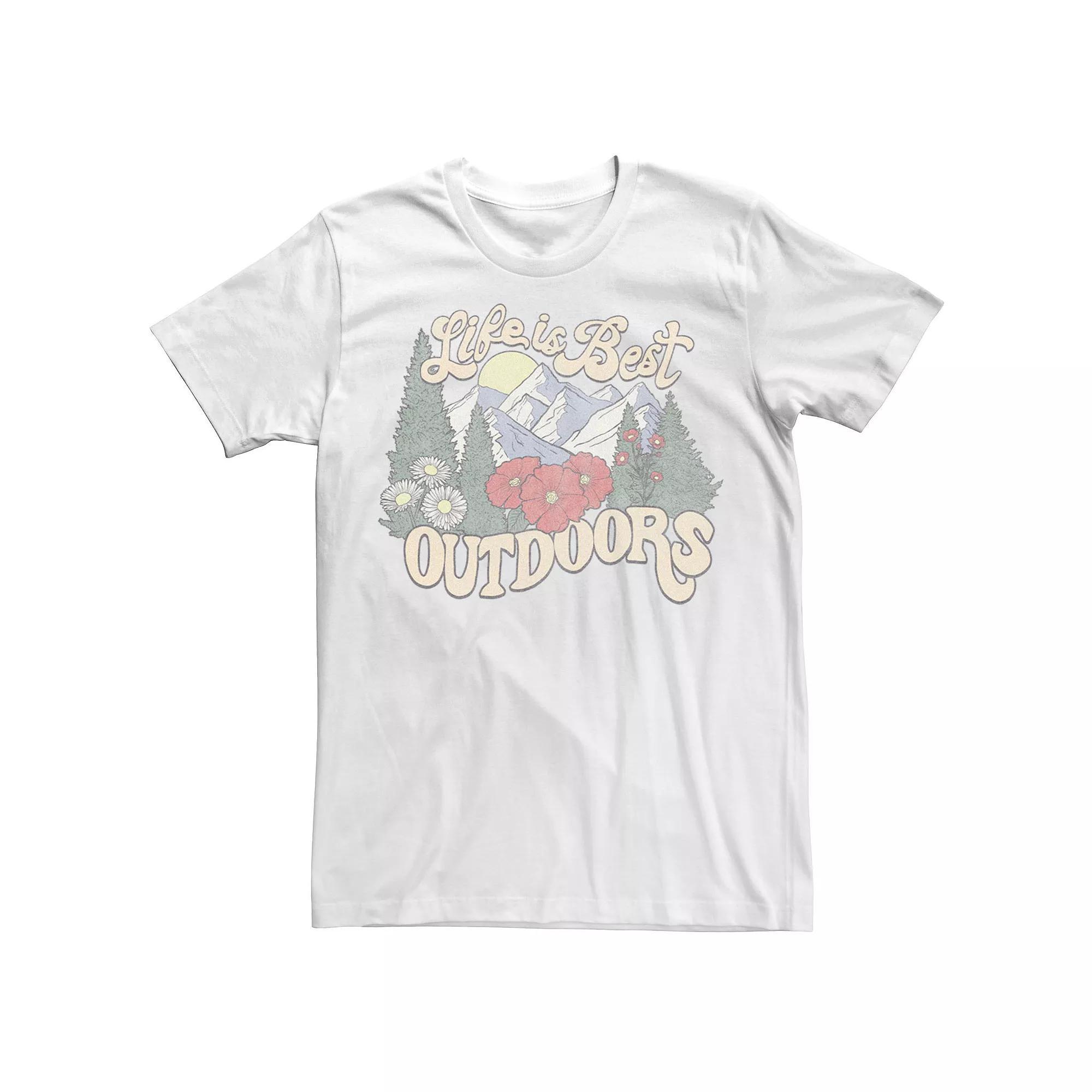 Men's Life Is Best Outdoors Mountain Forest Tee, Size: Large, White Product Image