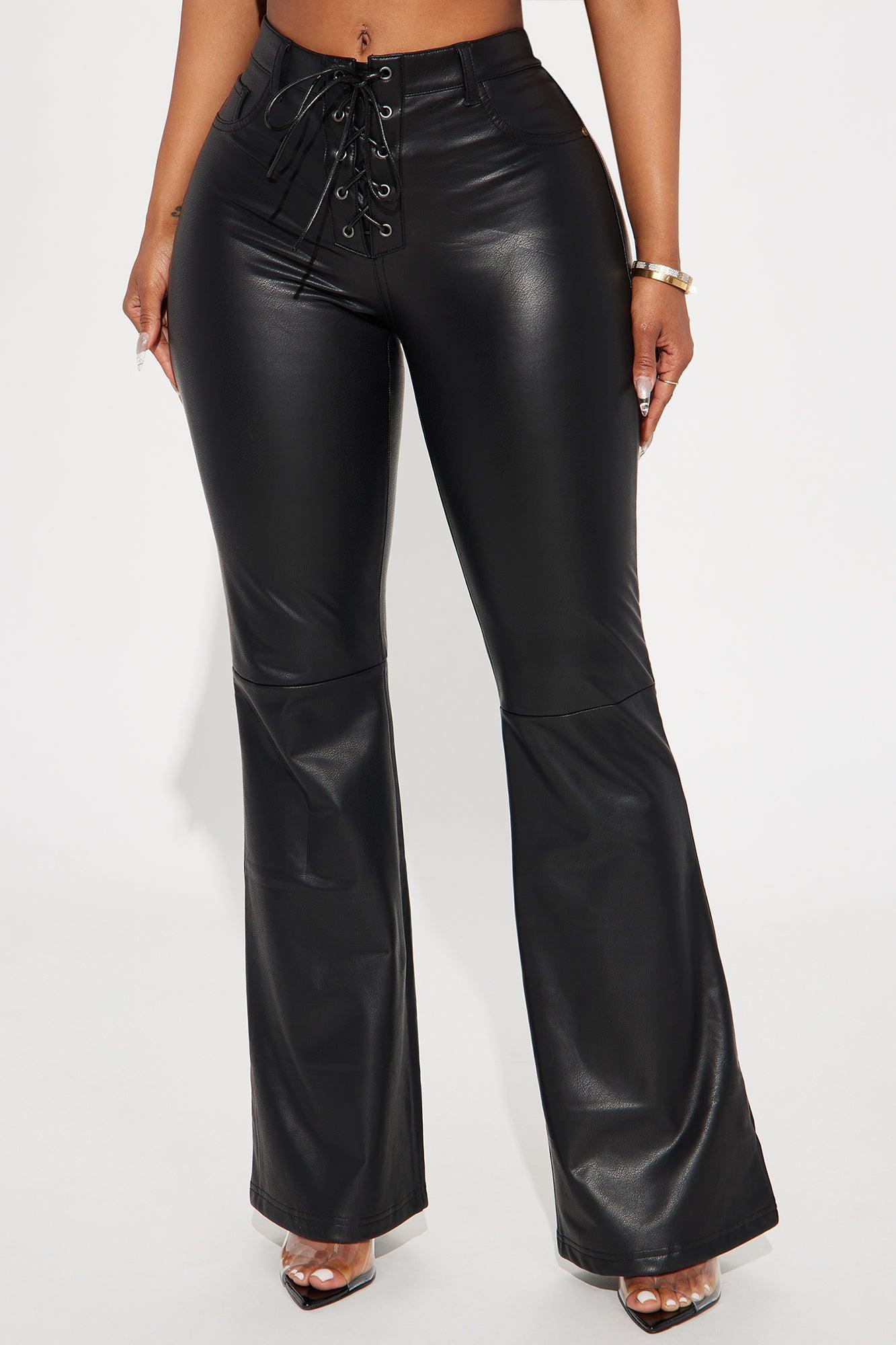 Stephanie Faux Leather Flare Pant - Black Product Image