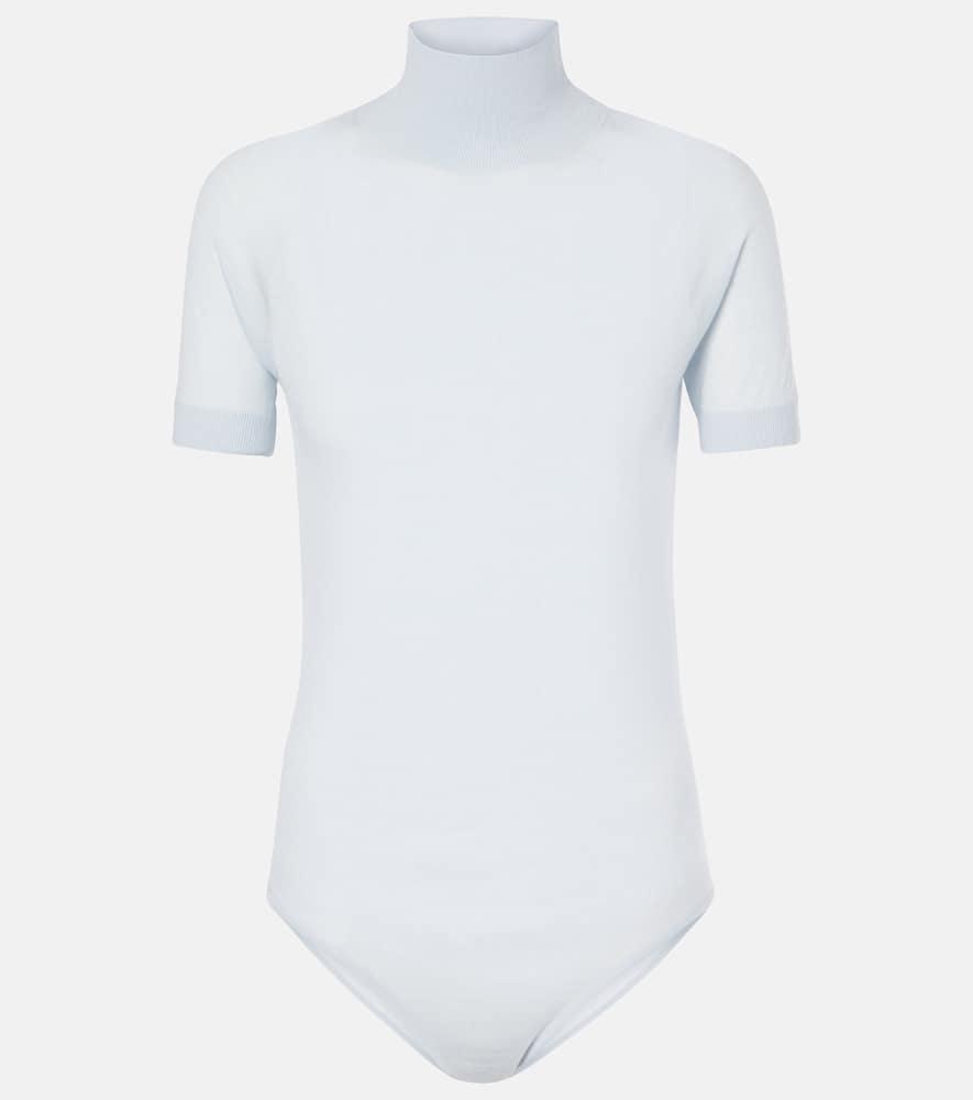 ALAÏA Wool Bodysuit In Blue Product Image