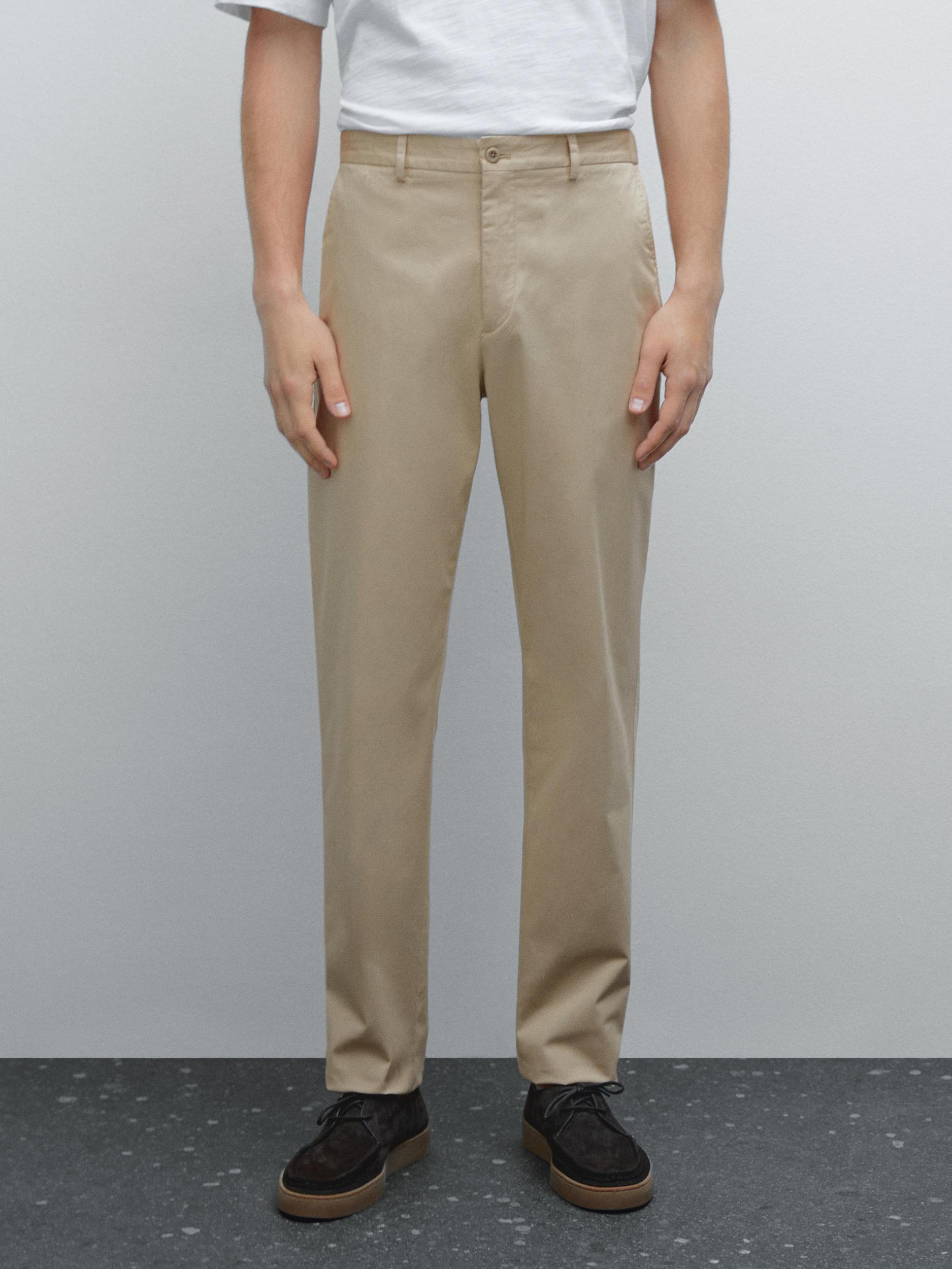 Cotton blend tapered fit trousers Product Image