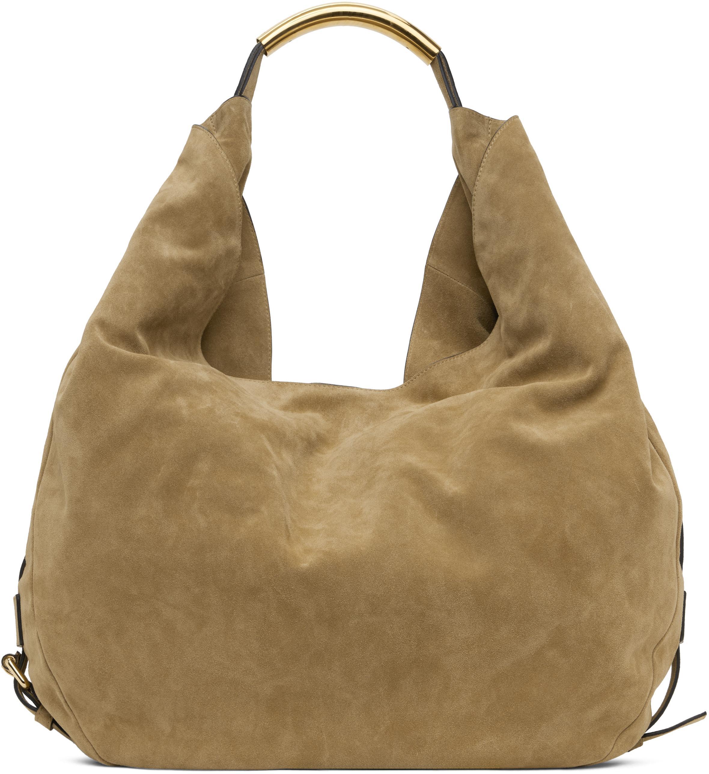 MOSCHINO Large Handle Me Shoulder Bag In 104 Beige Cow Suede Product Image