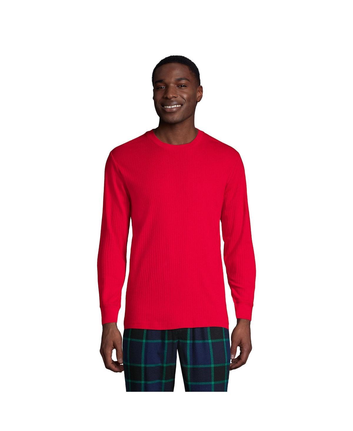 Men's Lands' End Knit Ribbed Crewneck Pajama Sleep Shirt, Size: Medium, Black Product Image