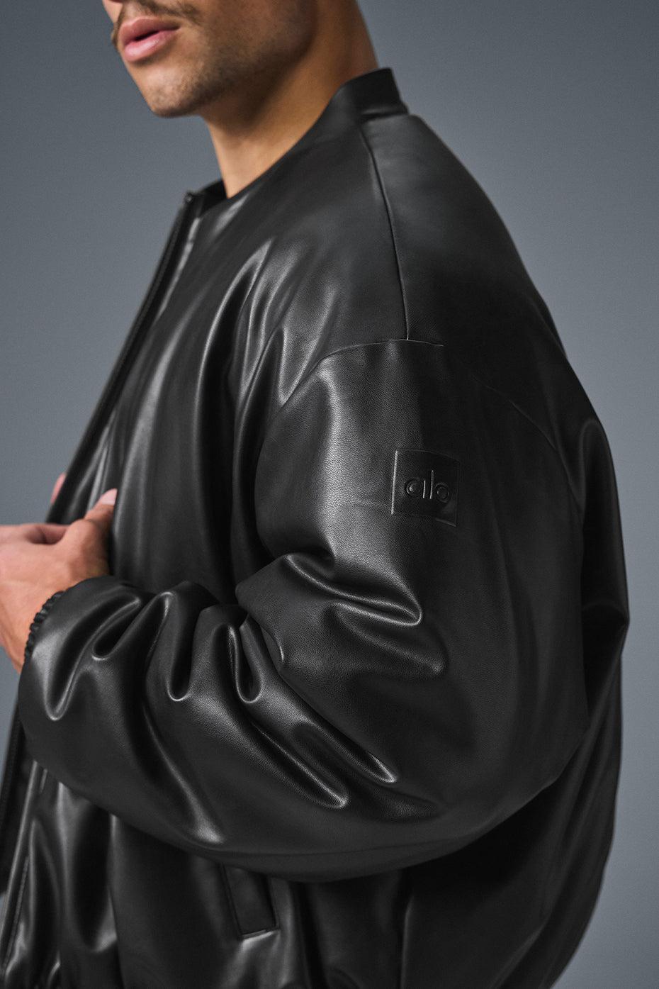 Faux Leather Premier Bomber - Black Male Product Image