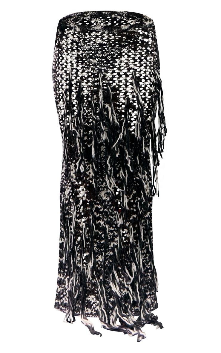  Monochrome Twist Marl Knit Maxi Skirt Product Image