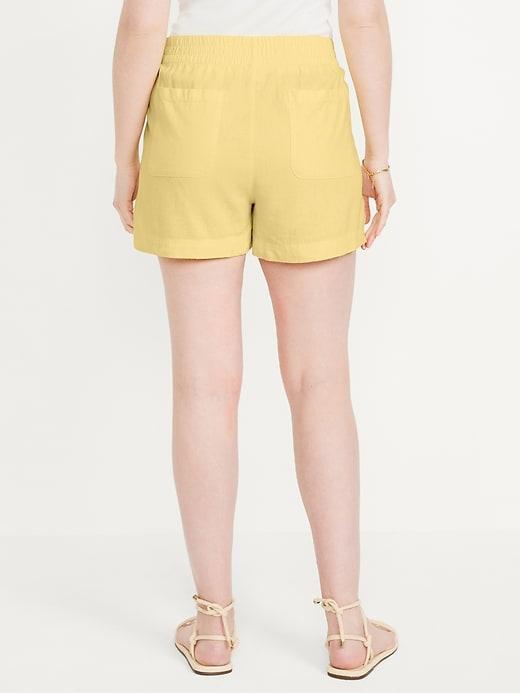 High-Waisted Linen-Blend Pull-On Shorts -- 3.5-inch inseam Product Image