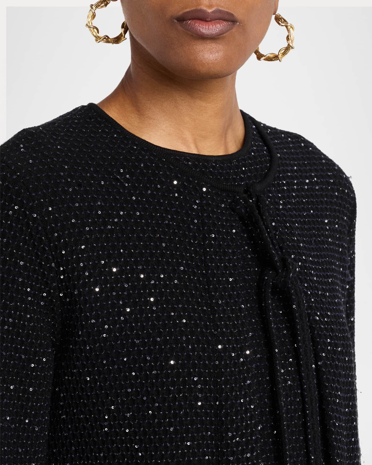 Textured Paillette Tweed Fringe Jacket Product Image